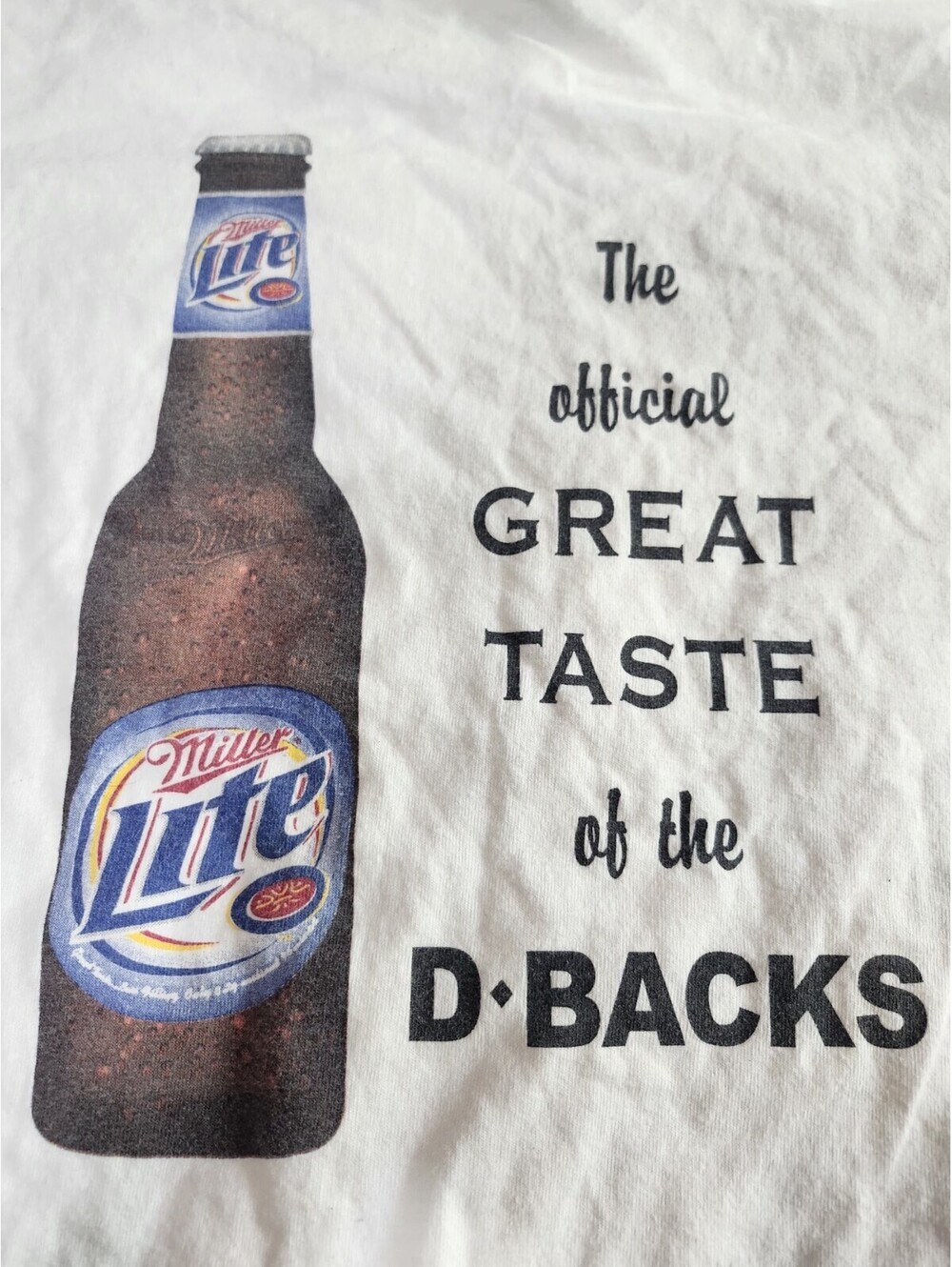 VTG Y2K Arizona Diamondbacks Miller Lite Great Taste T-Shirt Size XL Rare